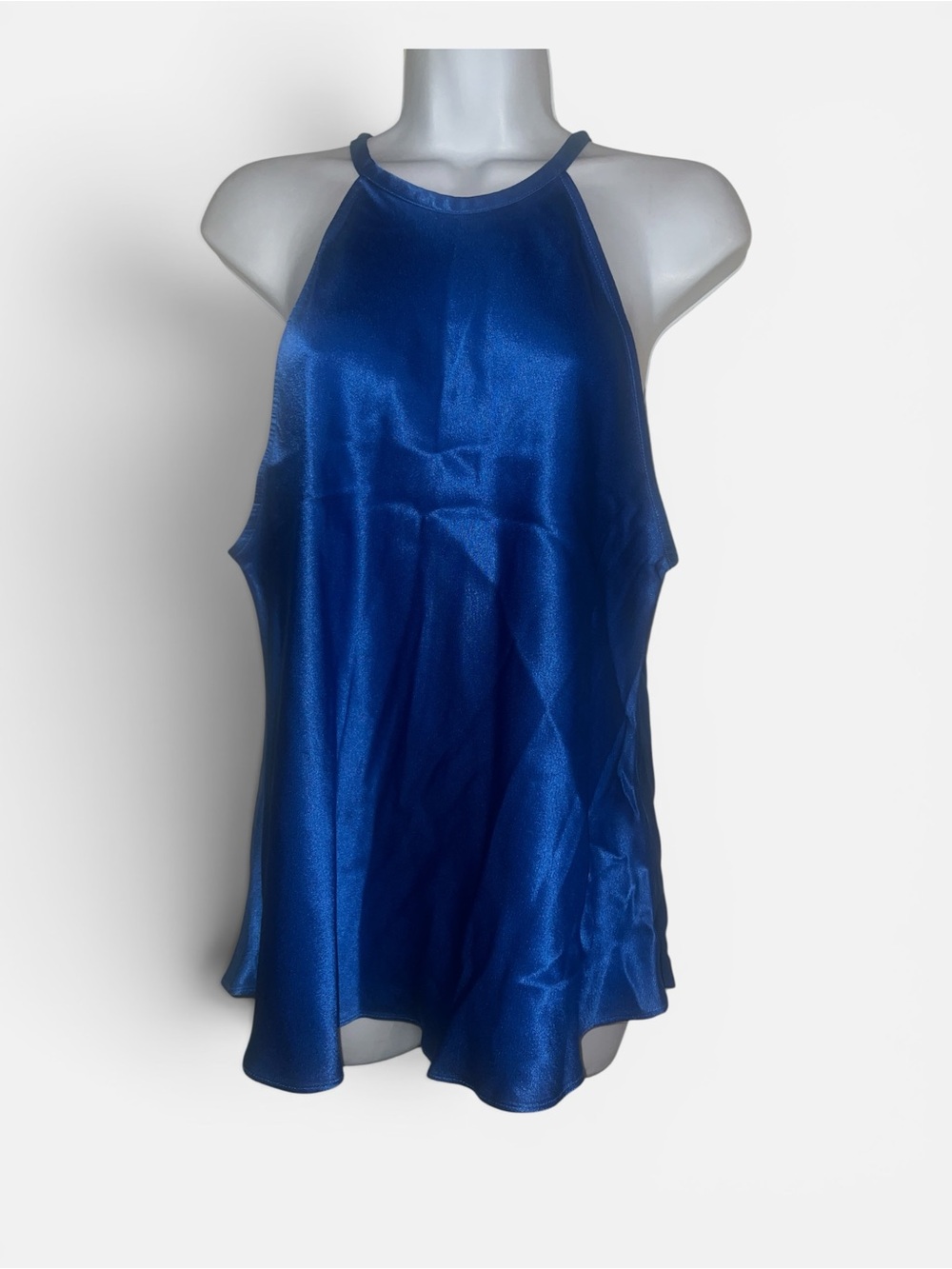 J. Crew Stunning Sapphire Halter Satin Top SZ XL